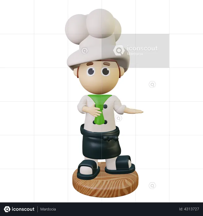 Chef recebendo convidados  3D Illustration