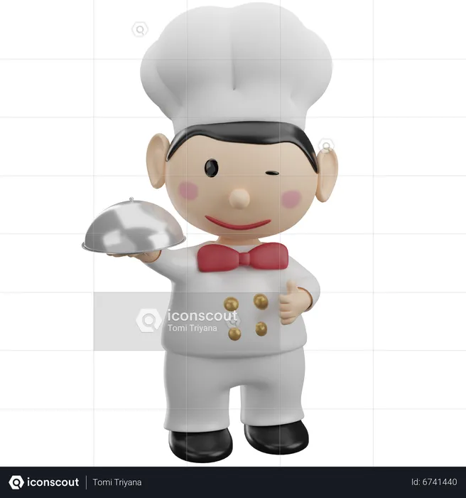 Chef showing good food gesture  3D Illustration