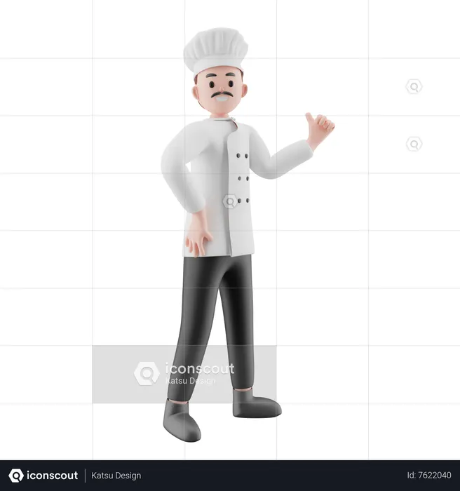 Chef showing something  3D Illustration