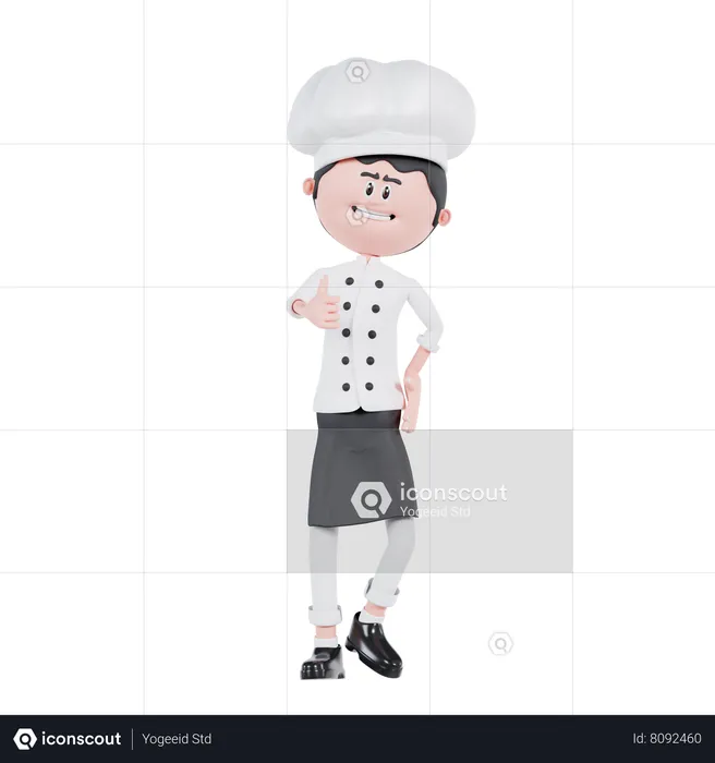 Chef Thumb Up Pose  3D Illustration
