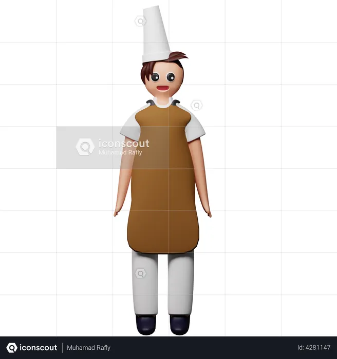 Chef waiting for customers  3D Illustration