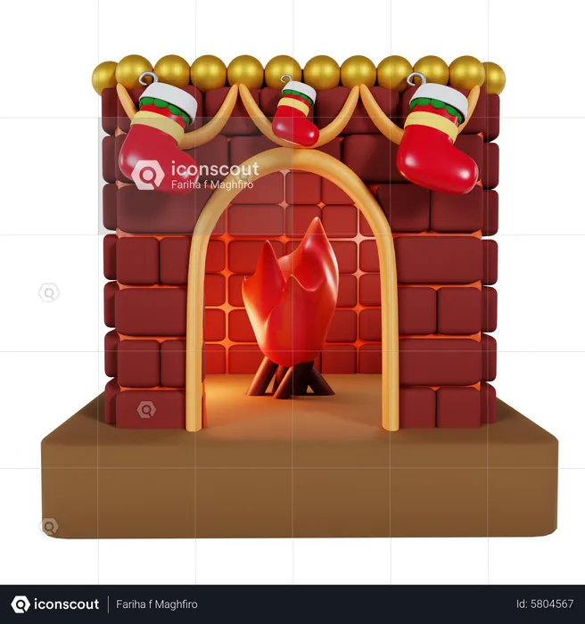 Cheminée de Noël  3D Icon