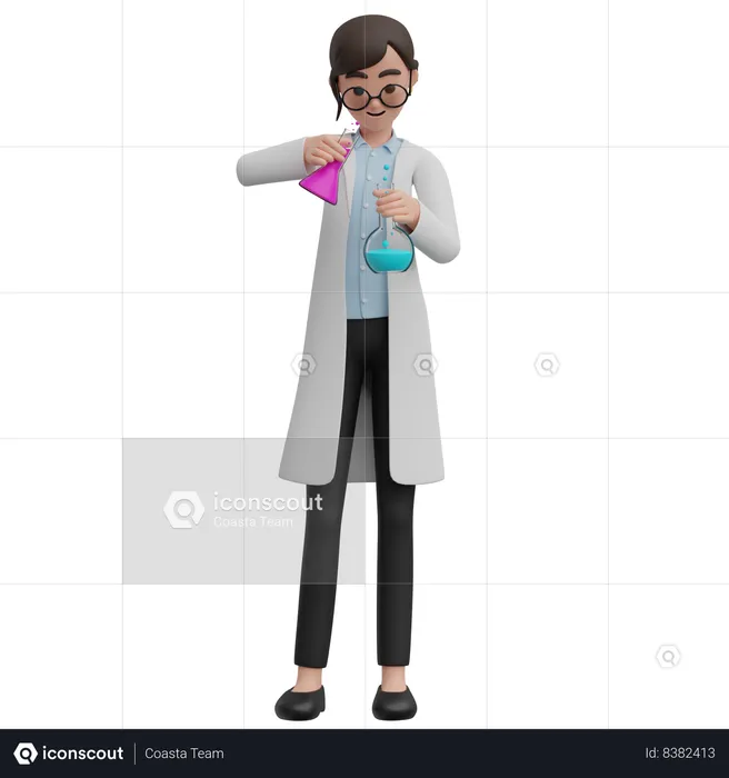 Chemistry Teacher Holding Test Tubes  3D Illustration