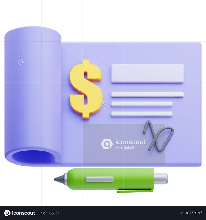 Cheque  3D Icon