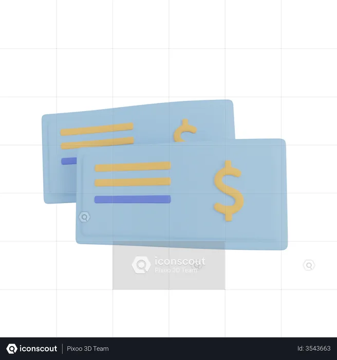 Chèque de banque  3D Illustration