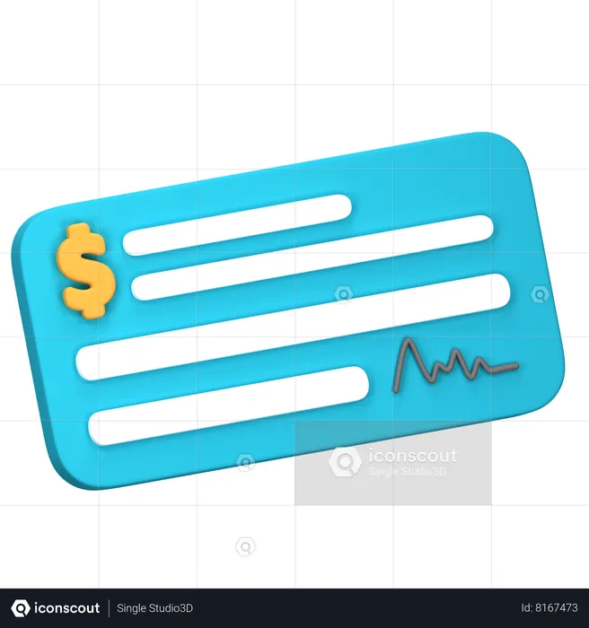 Cheque bancario  3D Icon