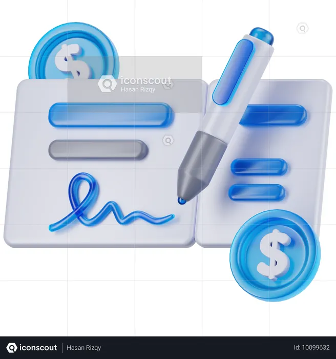 Cheque bancario  3D Icon