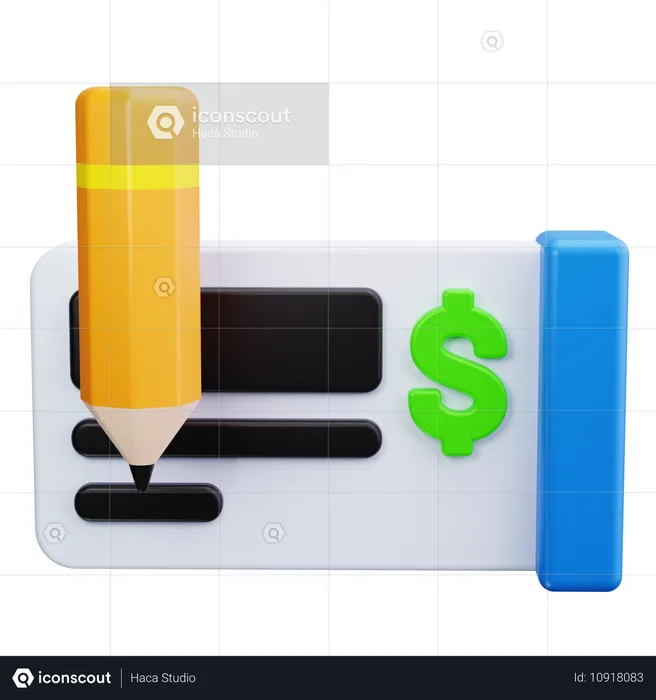 Cheque bancario  3D Icon