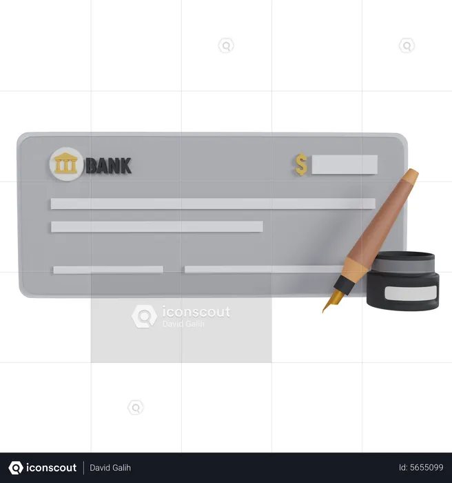 Cheque bancário  3D Icon