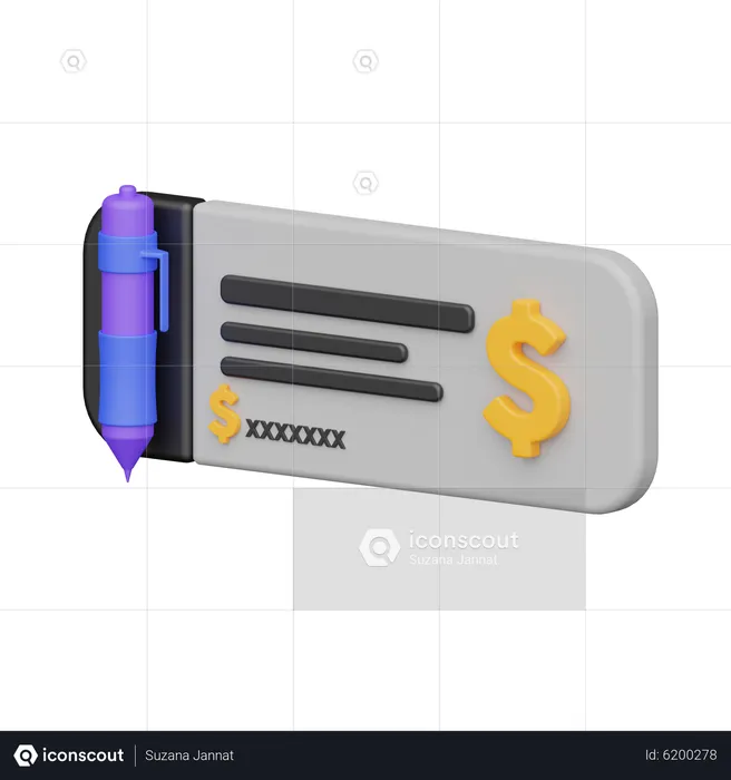 Cheque bancário  3D Icon