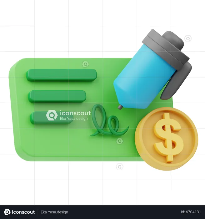 Cheque bancário  3D Icon