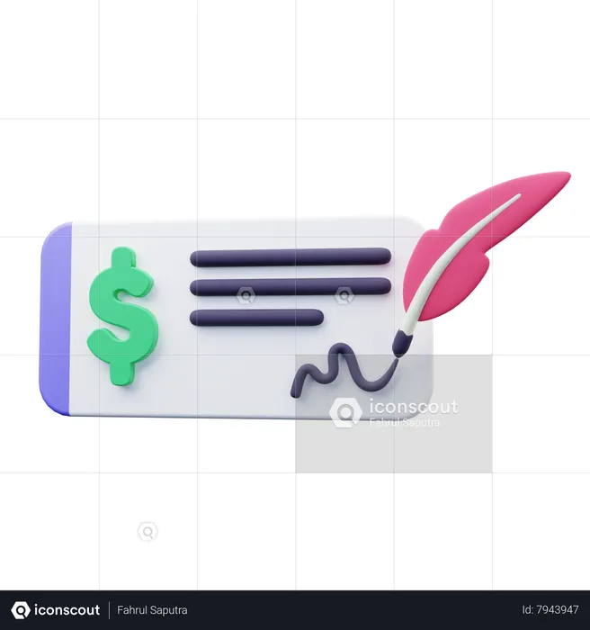 Cheque de pago  3D Icon