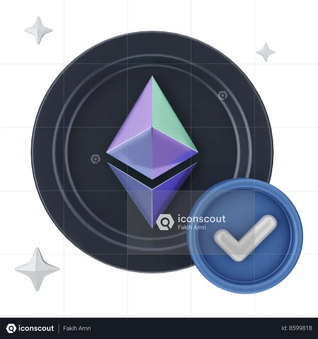 Vérifier la pièce d'Ethereum  3D Icon