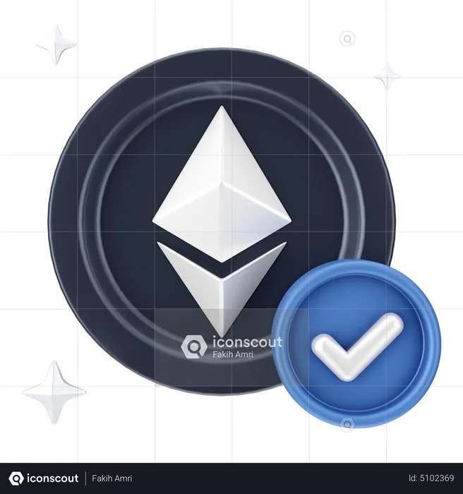 Vérifier la pièce d'Ethereum  3D Icon