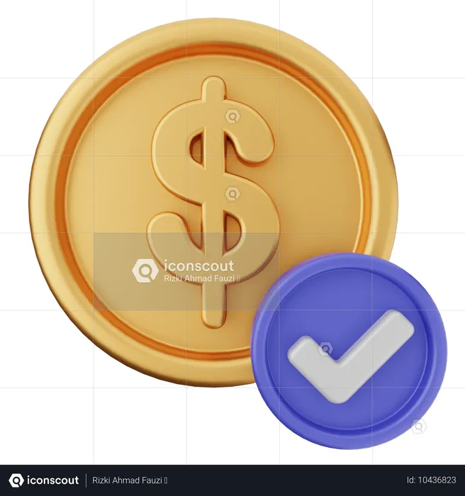 Cheque moneda dolar  3D Icon