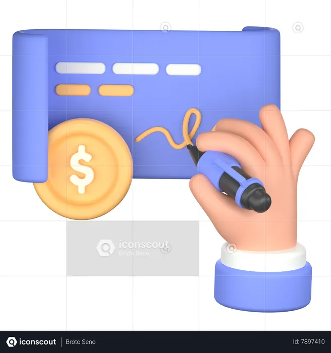 Cheque sign  3D Icon
