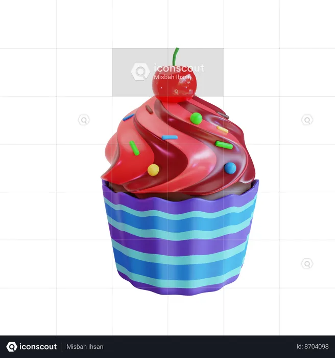 Cherry Cupcake  3D Icon