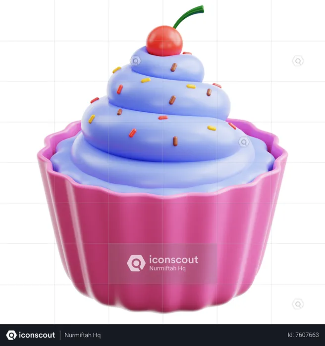 Cherry Cupcake  3D Icon