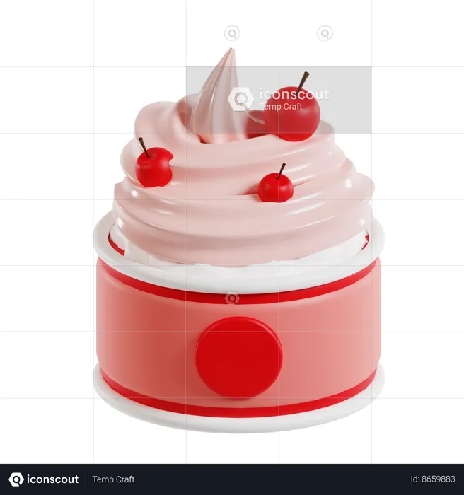 Cherry Ice Cream  3D Icon