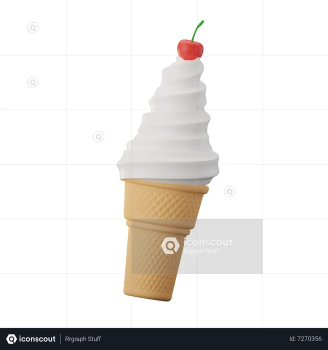 Cherry Ice Cream Cone  3D Icon