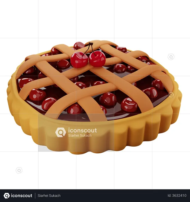 Cherry pie  3D Illustration