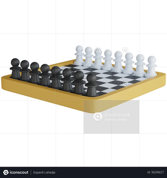 Chess Board With Several Pawns  3D Icon