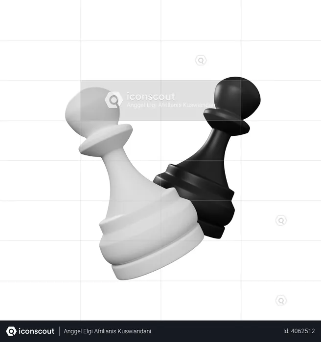 Chess pawns  3D Illustration