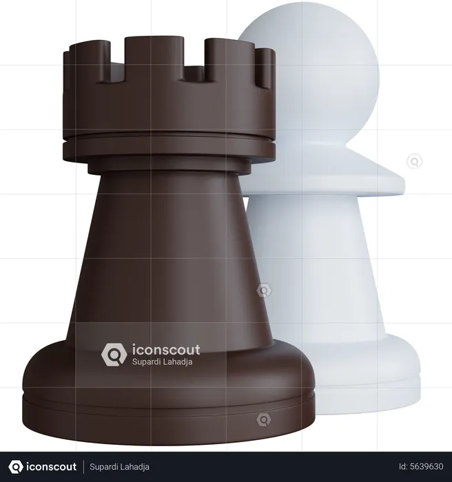Chess Pawns And Rook  3D Icon