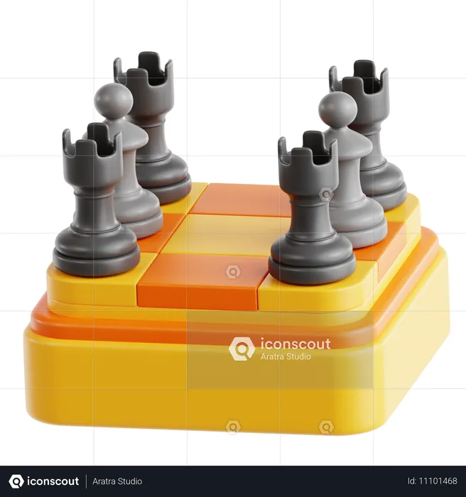 Chess Pieces On Board Gaming  3D Icon