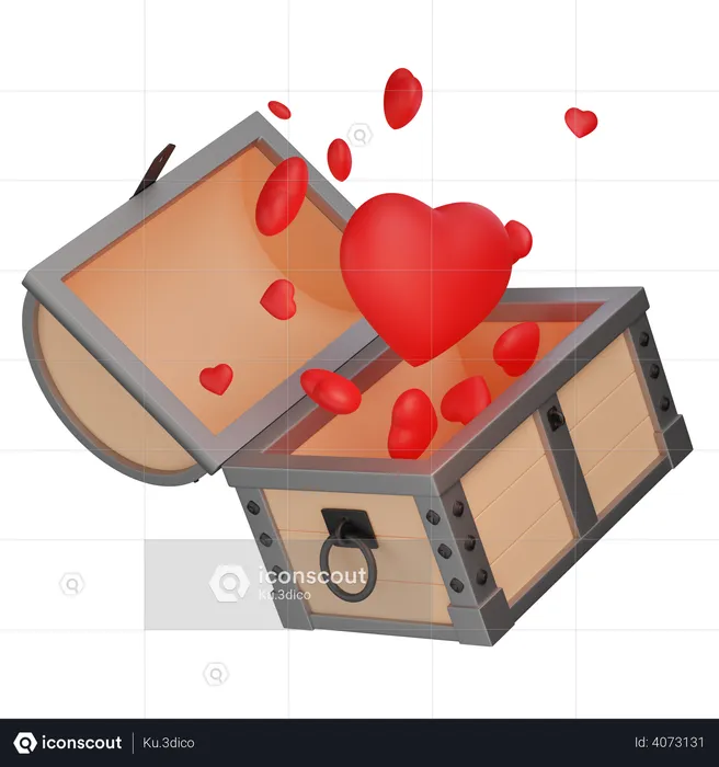 Chest with hearts  3D Icon