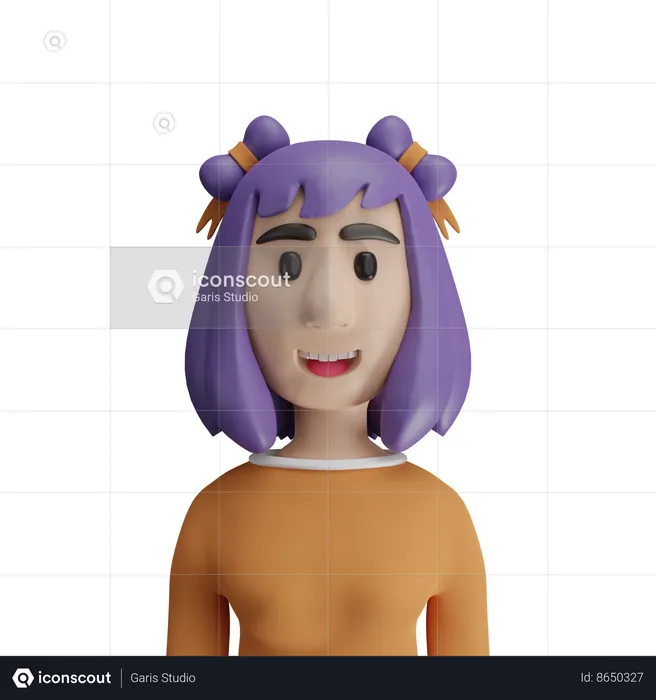 Femme aux cheveux violets  3D Icon