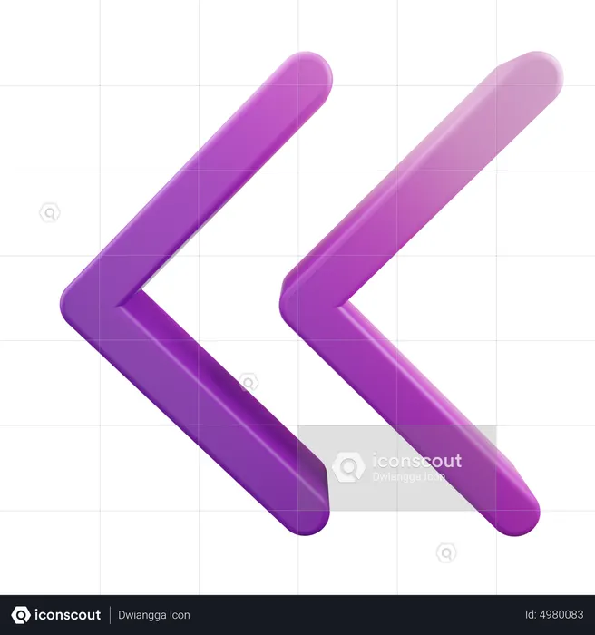 Chevron Double Left Arrow  3D Icon