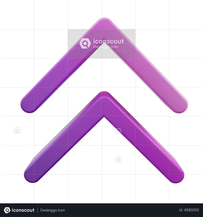 Chevron Double Up Arrow  3D Icon