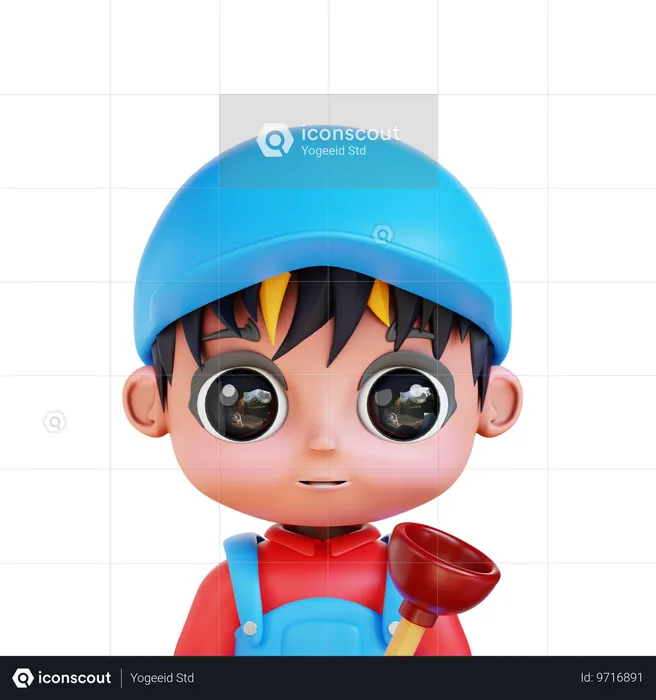 Chibi Plumber  3D Icon