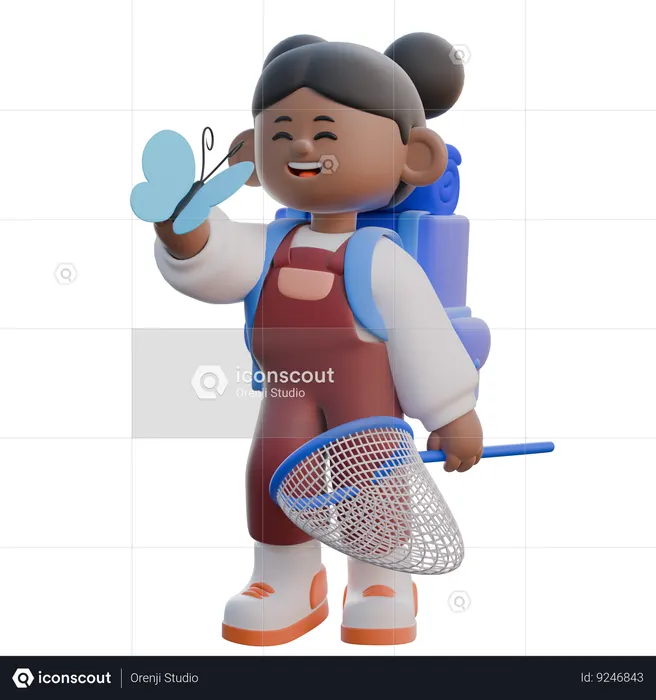 Niña atrapando un insecto  3D Icon