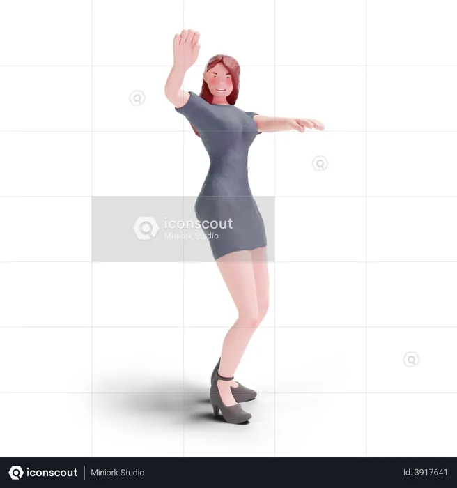 Chica guapa dando pose de baile  3D Illustration