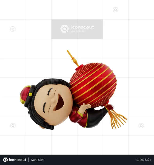 Chica colgando de la linterna  3D Icon