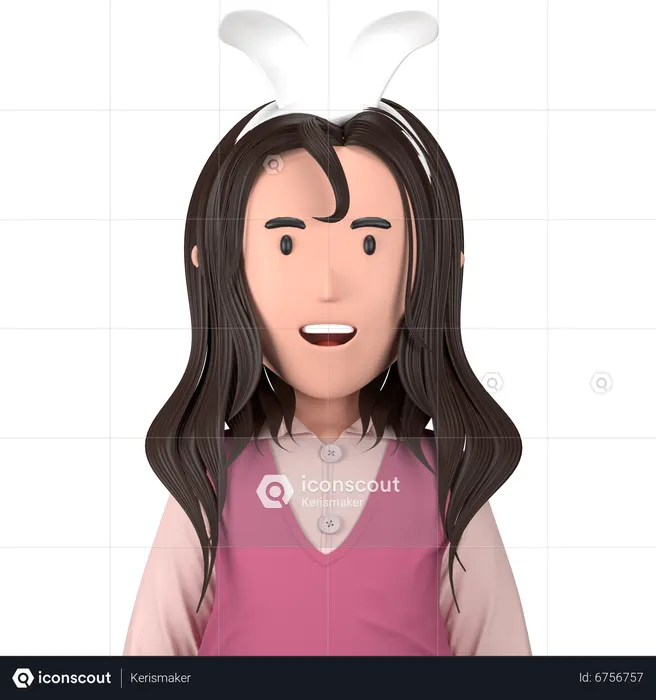 Chica con diadema  3D Icon