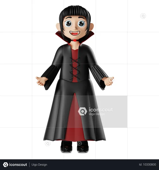 Chica con disfraz de Drácula para Halloween  3D Icon