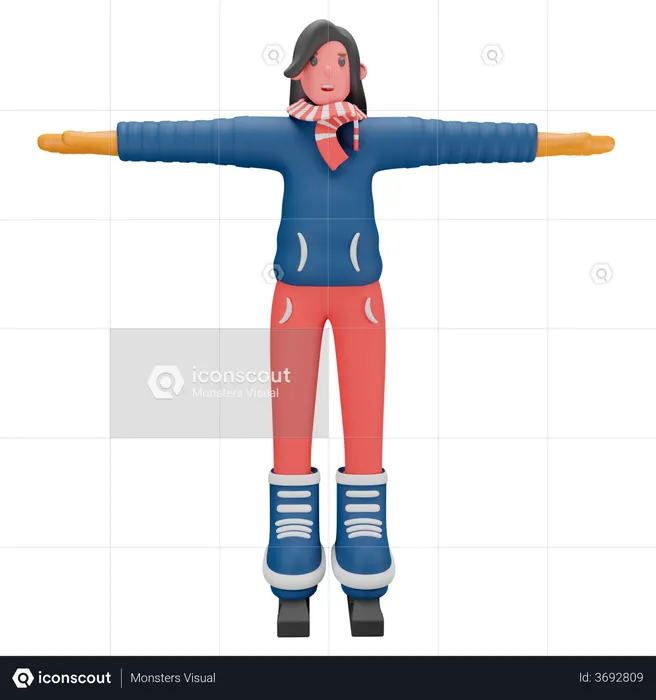 Chica con disfraz de invierno  3D Icon