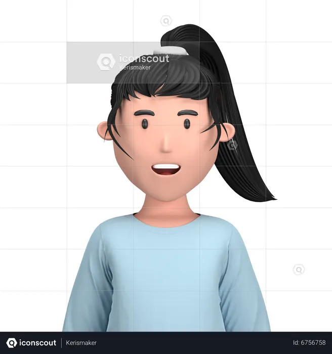 Chica con el pelo recogido  3D Icon