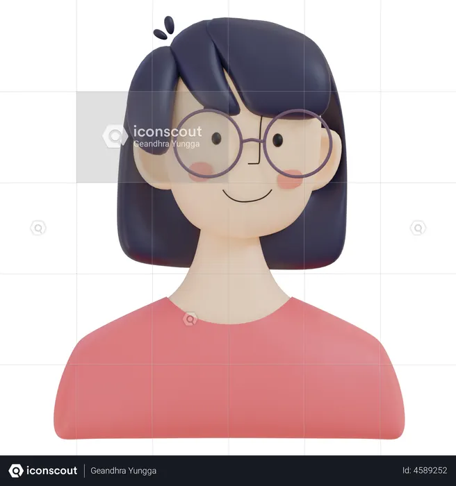 Chica con gafas  3D Icon