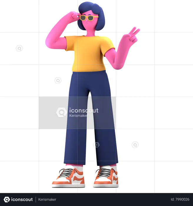 Chica con gafas de sol  3D Icon