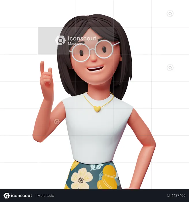 Chica con idea  3D Icon