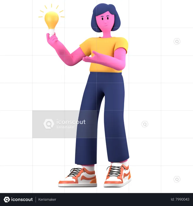 Chica con idea  3D Icon