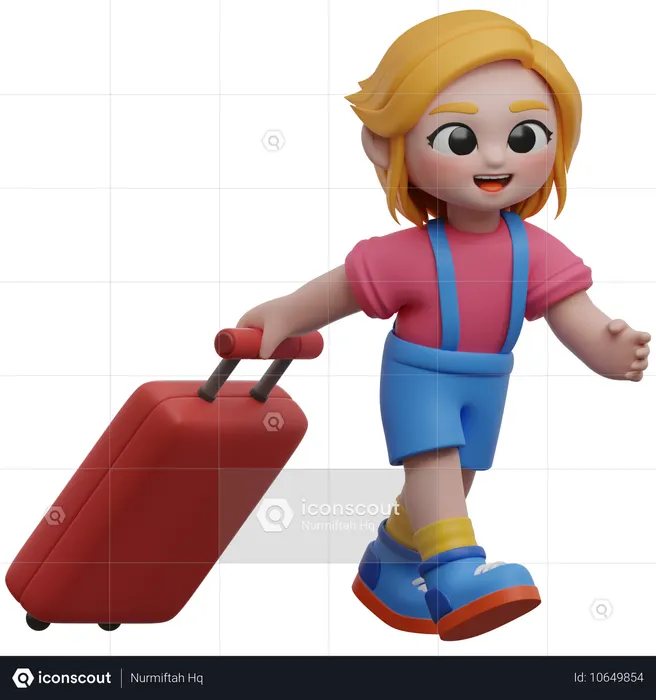 Chica con maleta  3D Icon