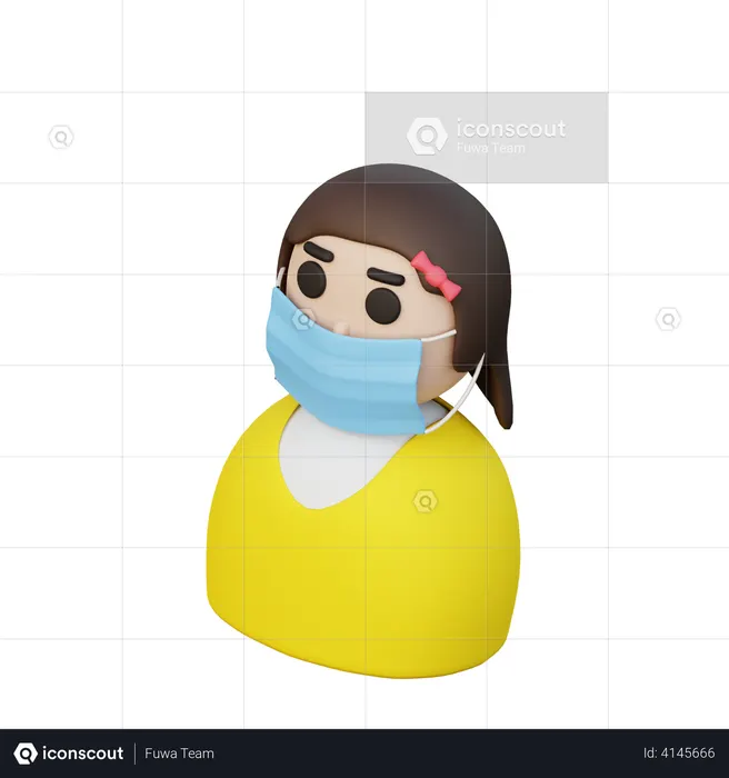 Chica con mascara  3D Icon