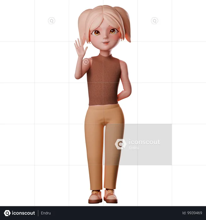 Chica con la mano parada  3D Illustration