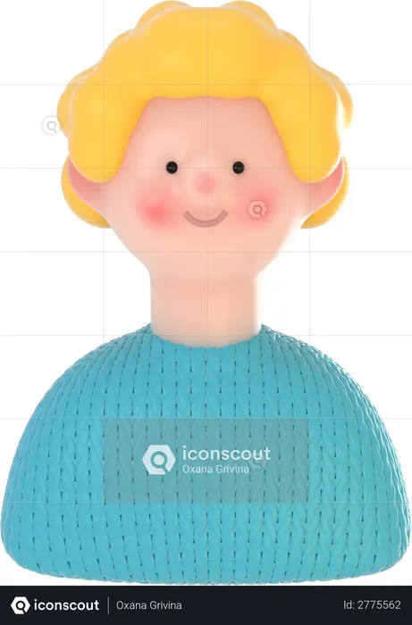 Chica con pelo pequeño  3D Icon