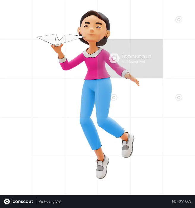Chica con plan de negocios  3D Icon